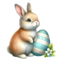 AI generated Cute rabbit sitting on Easter eggs png