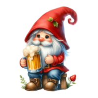 ai généré gnome en portant une Bière png