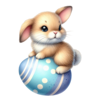 AI generated Cute rabbit sitting on Easter eggs png