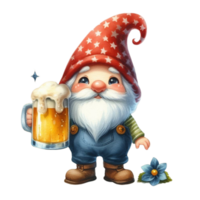 ai généré gnome en portant une Bière png