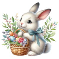 ai generiert Ostern Hase mit Korb png