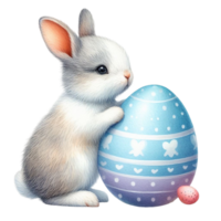 AI generated Cute rabbit holding Easter eggs png