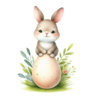 AI generated Cute rabbit sitting on Easter eggs png