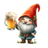 ai généré gnome en portant une Bière png