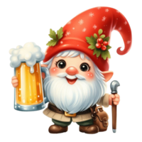 ai généré gnome en portant une Bière png