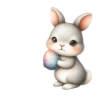 AI generated Cute rabbit holding Easter eggs png