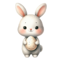 AI generated Cute rabbit holding Easter eggs png