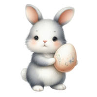 AI generated Cute rabbit holding Easter eggs png