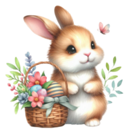 ai generiert Ostern Hase mit Korb von Eier png