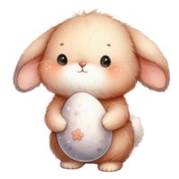 ai généré mignonne lapin en portant Pâques des œufs png