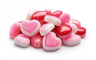 ai generado San Valentín día corazones caramelo aislado en blanco antecedentes foto