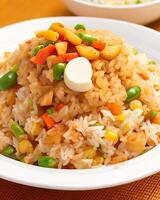 AI generated Delicious spicy hot vegetable fried rice AI generated photo