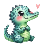 AI generated cute cartoon alligator png