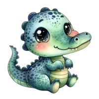 AI generated cute cartoon alligator png