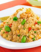 AI generated Delicious spicy hot vegetable fried rice AI generated photo