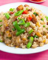 AI generated Delicious spicy hot vegetable fried rice AI generated photo