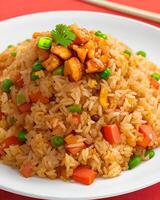 ai generado delicioso picante caliente vegetal frito arroz ai generado foto