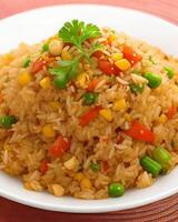 ai generado delicioso picante caliente vegetal frito arroz ai generado foto