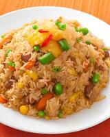 AI generated Delicious spicy hot vegetable fried rice AI generated photo