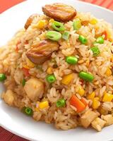 AI generated Delicious spicy hot vegetable fried rice AI generated photo