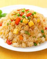 AI generated Delicious spicy hot vegetable fried rice AI generated photo