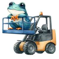 AI generated frog on a lift truck png