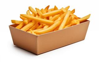 AI generated French fries crispy Isolated on white background photo