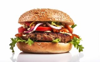 AI generated Appetizing burger on a white isolated background photo