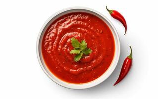 ai generado salsa ideal con vegetal tomate aislado en blanco antecedentes foto