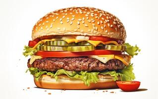 AI generated Appetizing burger on a white isolated background photo