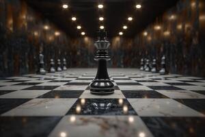 AI generated Black and white chess figures board posing in the front photo