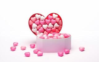 AI generated Valentine's Day hearts candy Isolated on White background photo