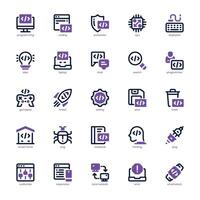 Programming and Coding icon pack for your website, mobile, presentation, and logo design. Programming and Coding icon dual tone design. Vector graphics illustration and editable stroke.