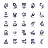 Programming and Coding icon pack for your website, mobile, presentation, and logo design. Programming and Coding icon dual tone design. Vector graphics illustration and editable stroke.