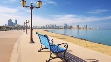 AI generated Urban Oasis - Captivating City Scenery Along the Persian Gulf in Abu Dhabi photo