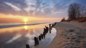 AI generated Witnessing Daybreak Over the Pristine Beaches by the Baltic Sea photo