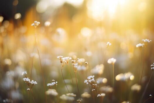 ai generado un campo de flores silvestres con el Dom brillante mediante foto