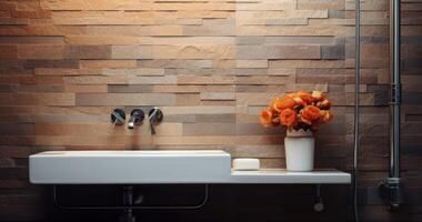 AI generated Elegant Simplicity - A detail of the wall in the bathroom photo