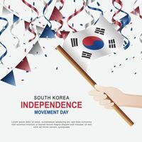 sur Corea independencia movimiento día antecedentes. vector