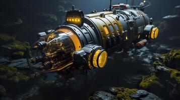 AI generated a submarine in the ocean with a large ship photo