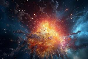 AI generated Beginning universe explosion. Generate ai photo