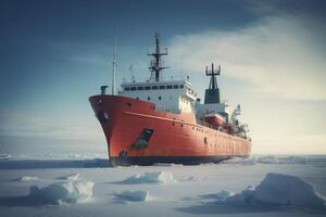 AI generated Icebreaker ship arctic. Generate AI photo