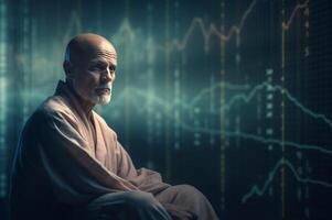 AI generated Meditation bald guru vendor leader. Generate ai photo