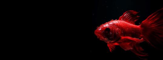 AI generated Red fish wallpaper on black background banner. Generate ai photo