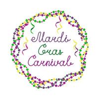 Vector color lettering for Mardi Gras carnival.Mardi gras party design. Collection of french traditional mardi gras symbols.