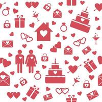 Seamless pattern with flat elements for Valentine's Day design vector