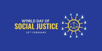 editable diseño de mundo social justicia día a promover social justicia, incluso esfuerzos a habla a cuestiones tal como pobreza, y género igualdad. internacional justicia día. vector ilustración