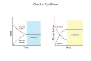 Chemical equilibrium is a dynamic state where the rates of forward and reverse reactions are equal, resulting in a constant concentration of reactants and products. vector