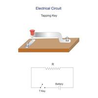 Electrical circuit in Physics. Tapping key one type of electrical switch. Physics illustration. physical practical. vector