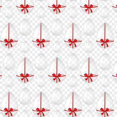 Seamless pattern glass eggs and eggs with bow. For postcard, card, invitation, poster, banner template lettering typography. Vector illustration